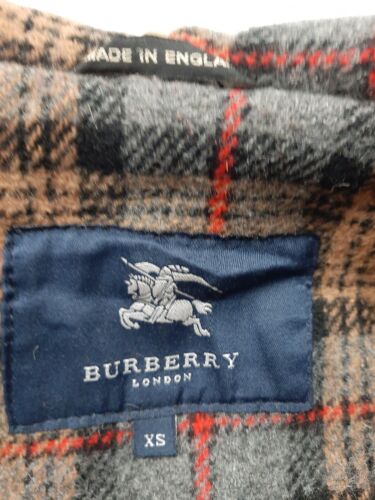 Burberry Wool Duffle Coat Jacket Size XS Brown Plaid Lined Made England