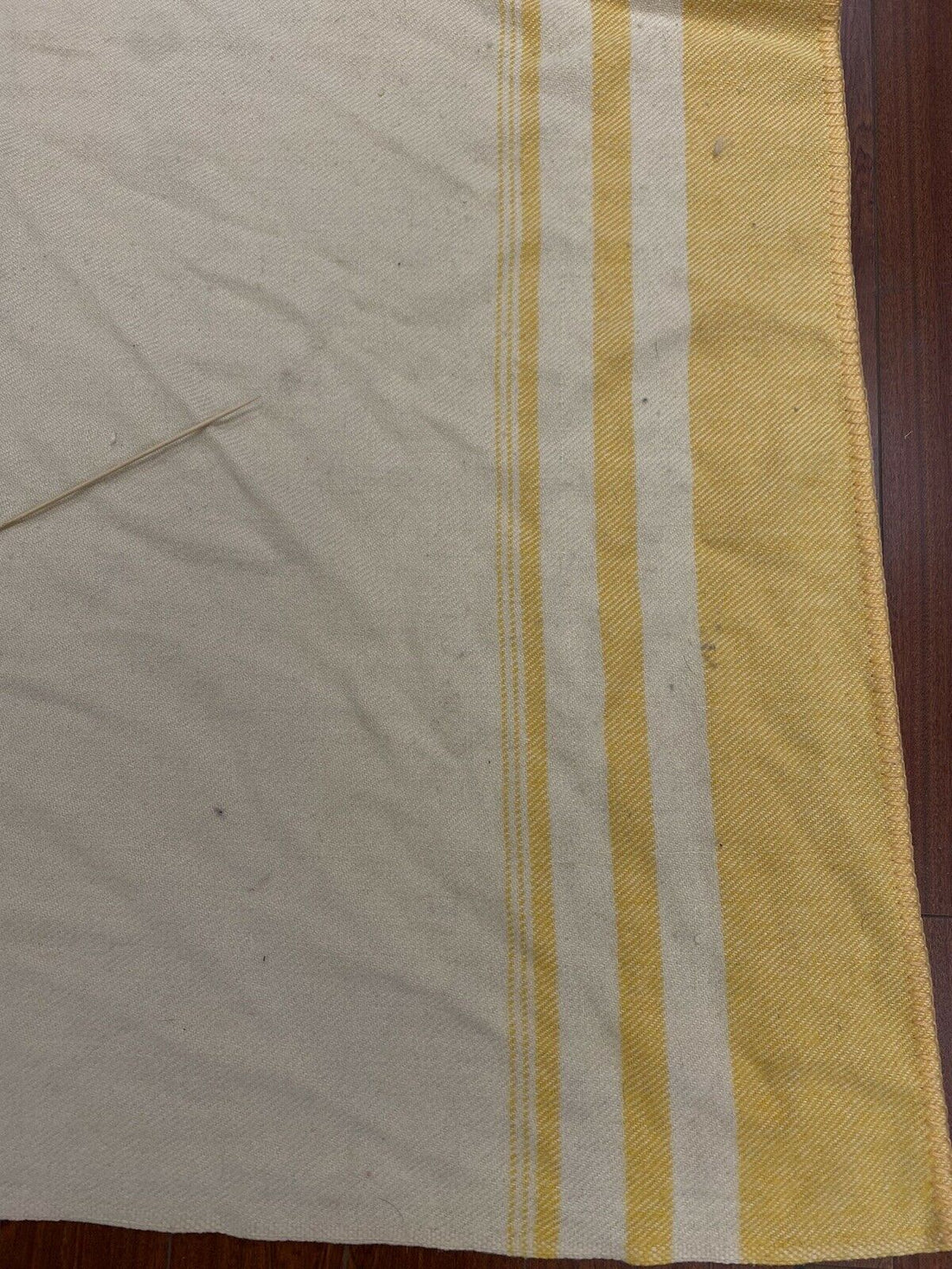 Vintage Strathmore Wool Blanket 88" x 68.5" Beige & Yellow Striped