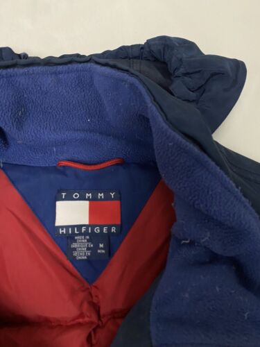 Vintage Tommy Hilfiger Parka Coat Jacket Size Medium Blue Down Insulated