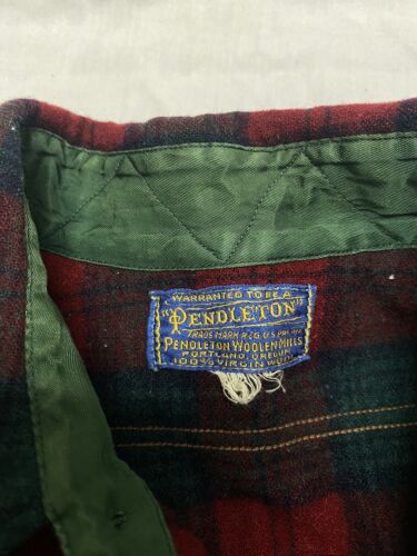 Vintage Pendleton Wool Field Button Up Shirt Size Medium Red Plaid