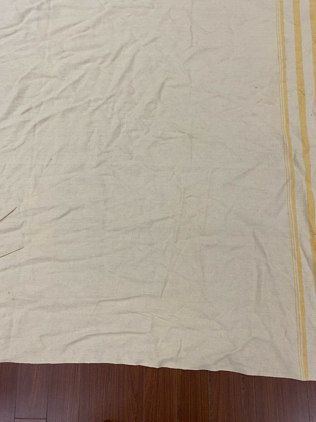 Vintage Strathmore Wool Blanket 88" x 68.5" Beige & Yellow Striped