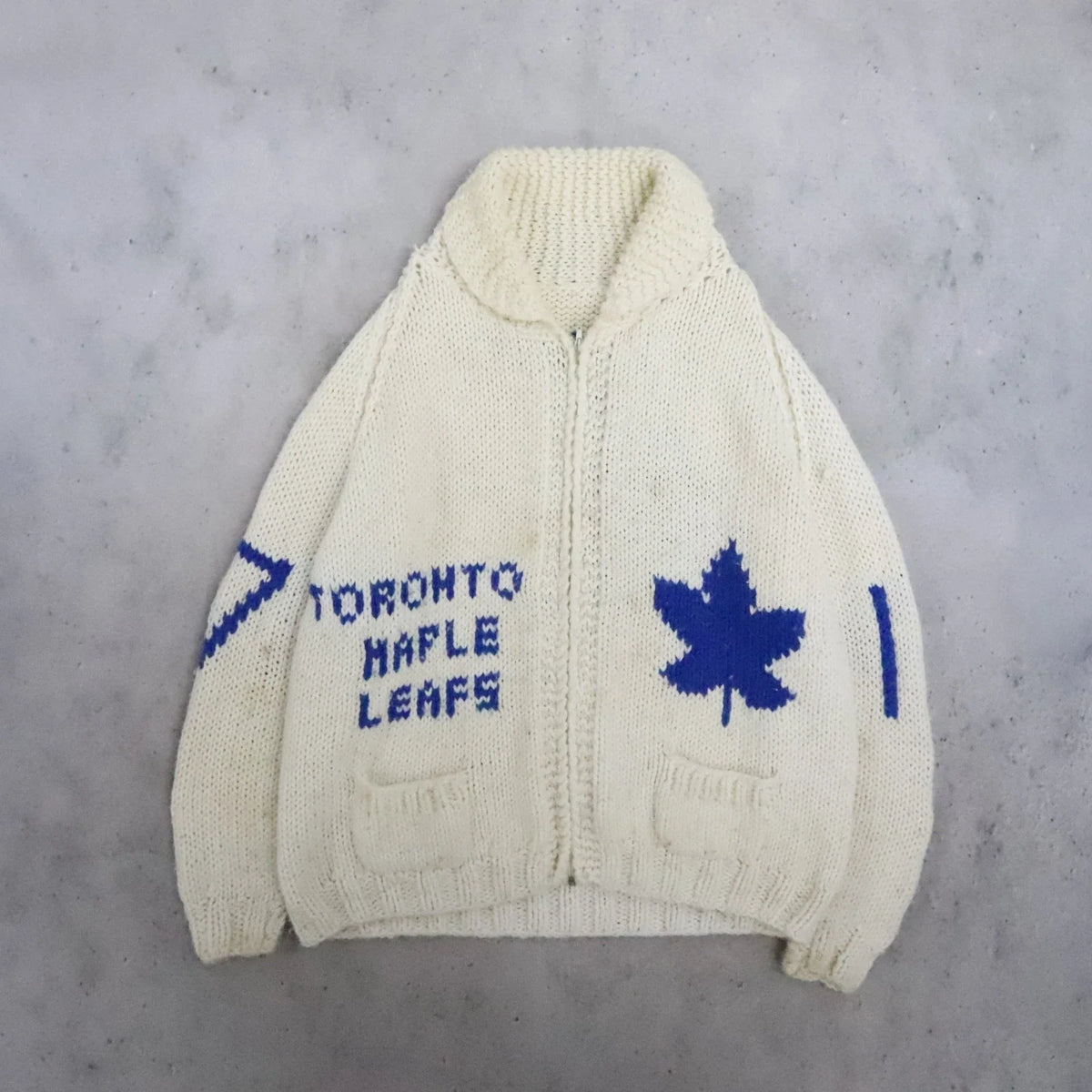 Vintage Toronto Maple Leafs Wendel Clark Wool Knit Cowichan Sweater