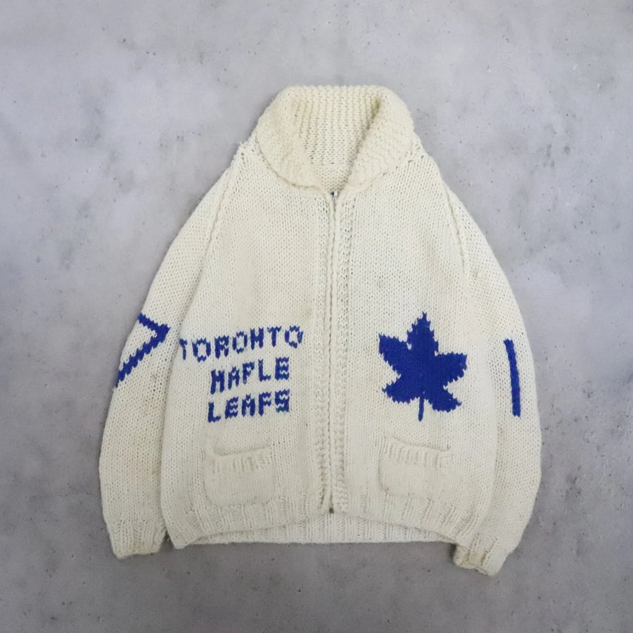 Vintage Toronto Maple Leafs Wendel Clark Wool Knit Cowichan Sweater