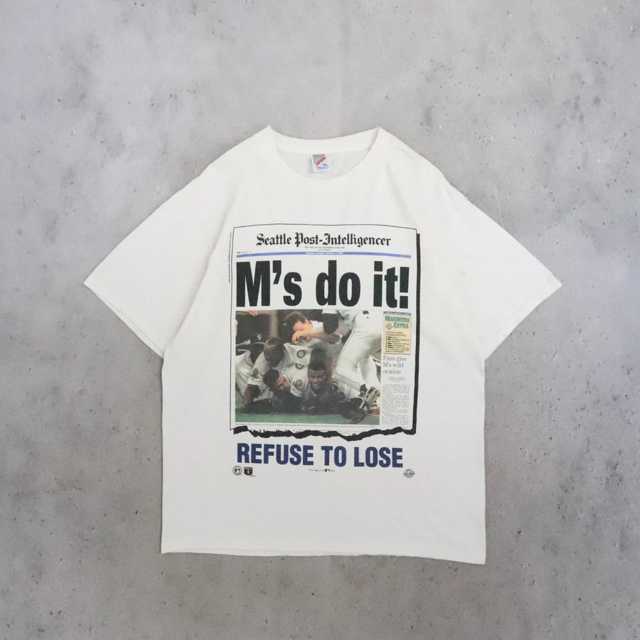 Vintage Seattle Mariners Newspaper T-Shirt 90s