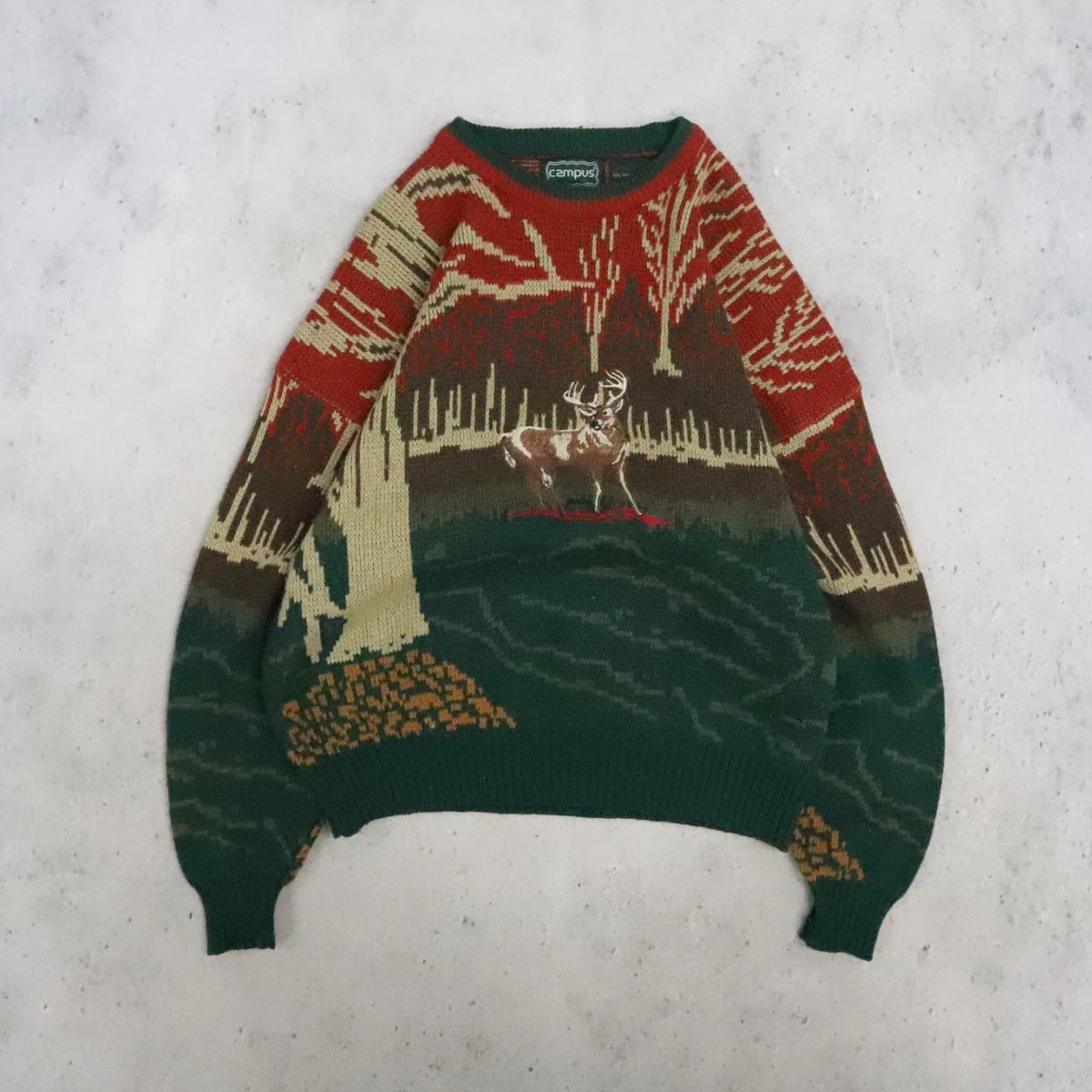 Vintage Deer Campus Crewneck Sweater