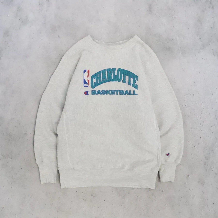 Vintage Charlotte Hornets Champion Reverse Weave Sweatshirt Large 90s