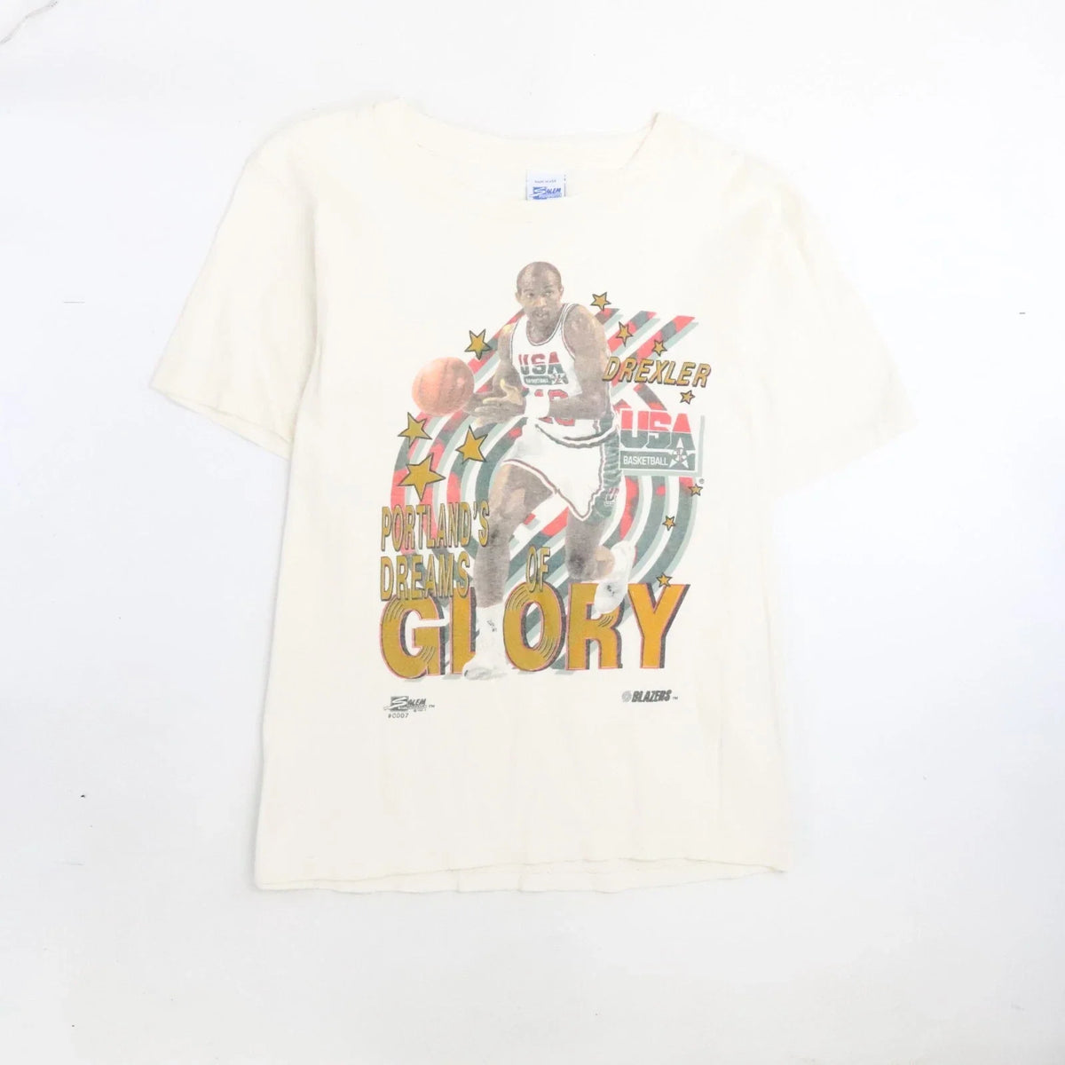 Vintage Clyde Drexler Trail Blazers USA Basketball T-Shirt Medium Olympics