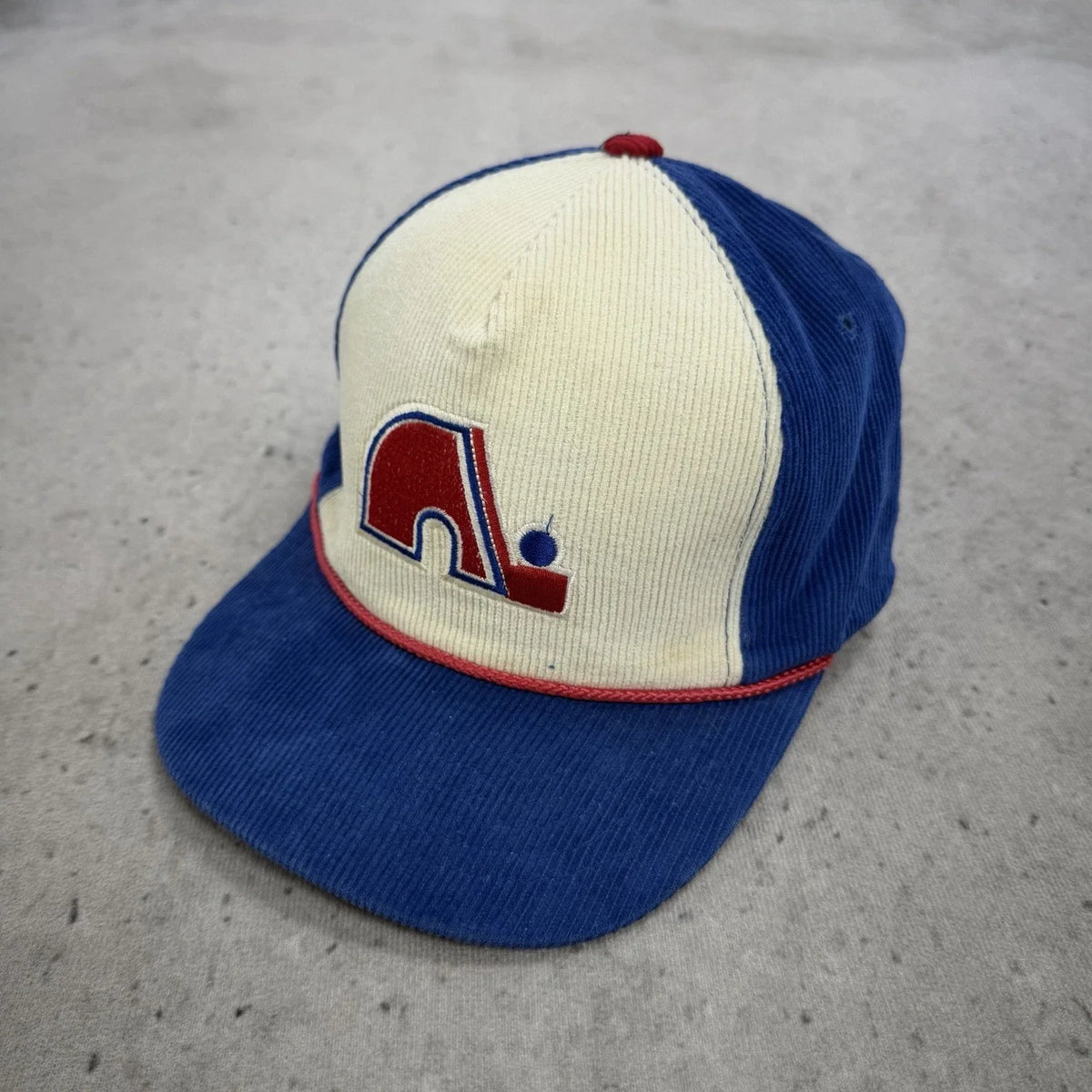 Vintage Quebec Nordiques Ted Fletcher Corduroy Snapback Hat Cap