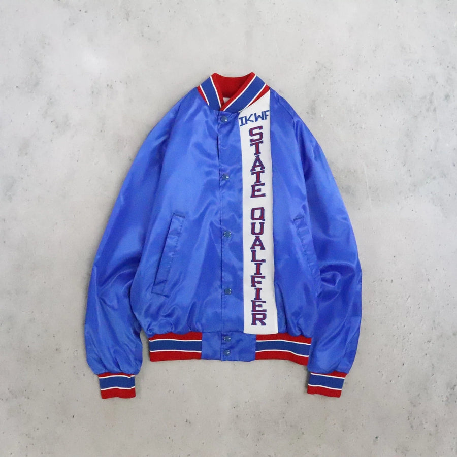 Vintage IKWF Wrestling State Qualifier Satin Bomber Jacket Small