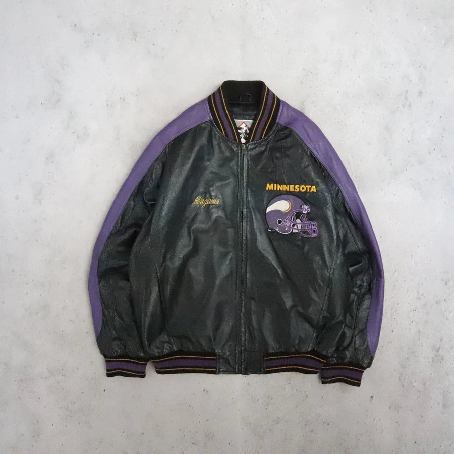 Vintage Minnesota Vikings Leather Varsity Jacket