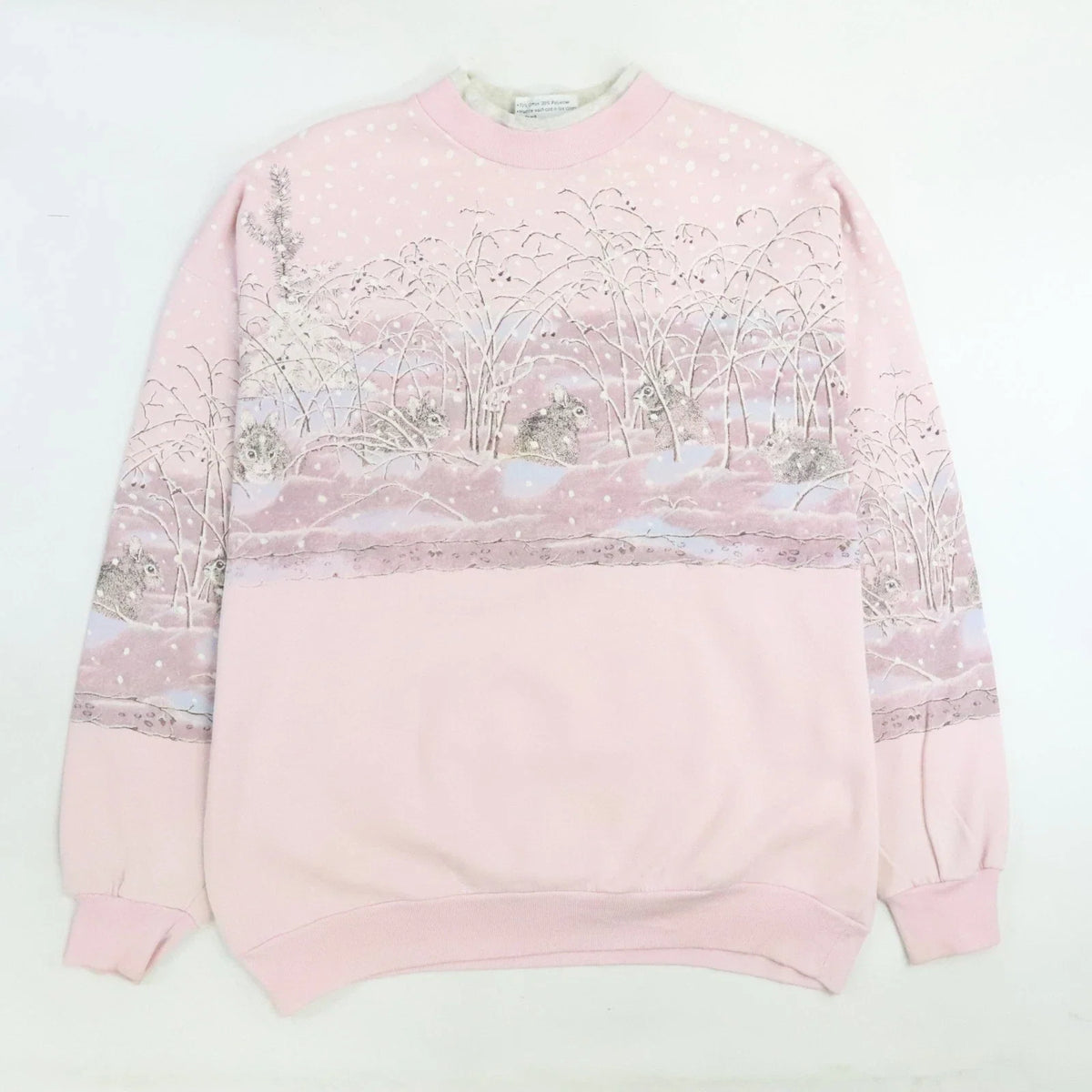 Vintage Rabbit Bunny Snow Crewneck Sweatshirt Nature Puff Print