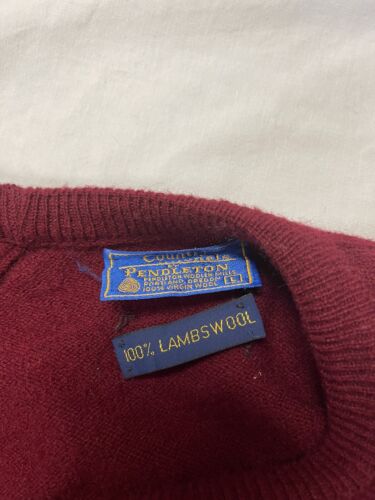 Vintage Pendleton Lambswool V-Neck Sweater Size Large Red Pullover