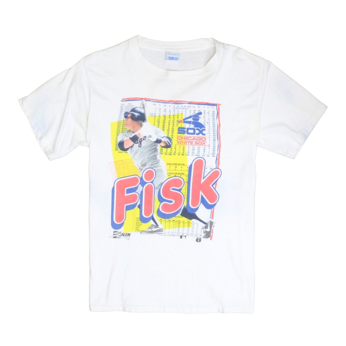 Vintage Chicago White Sox Carlton Fisk T-Shirt Size Large White