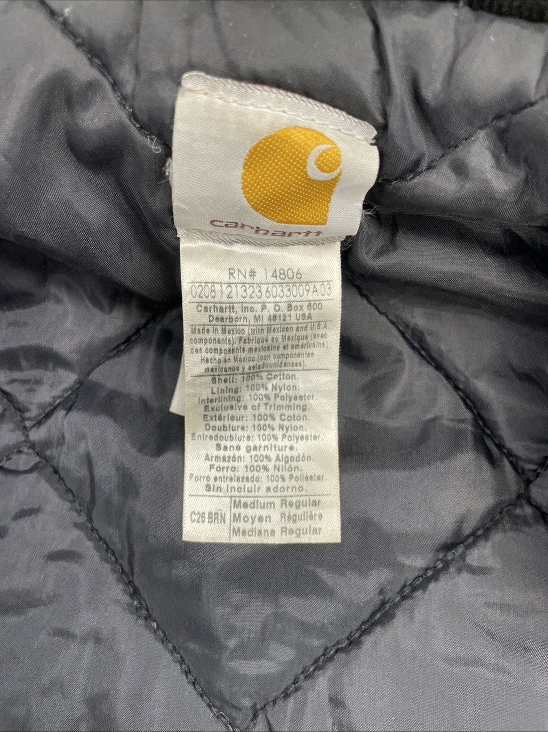 Carhartt Canvas Arctic Work Jacket Size Medium C26 BRN