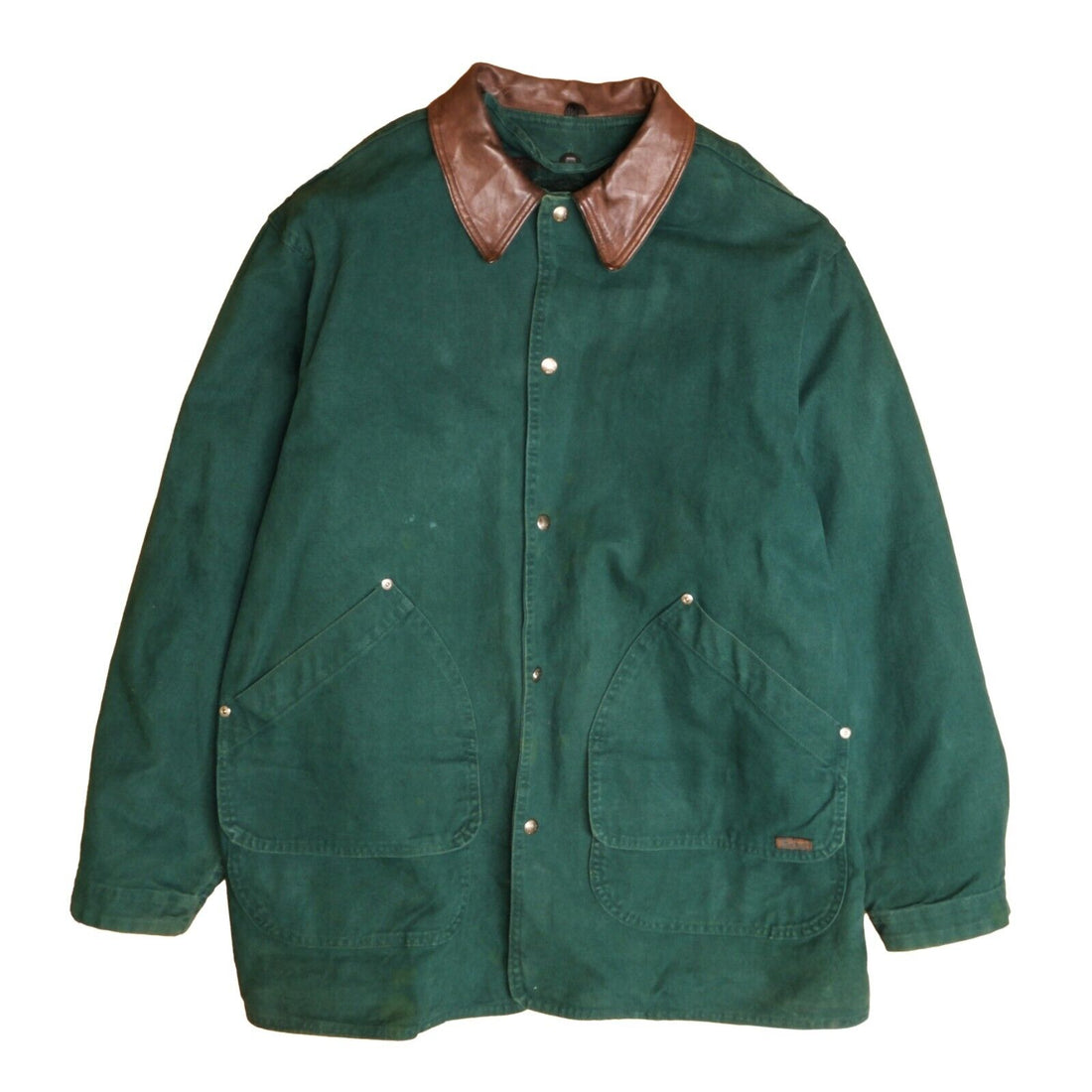 Vintage Woolrich Canvas Barn Work Coat Jacket Large Green Blanket Lined