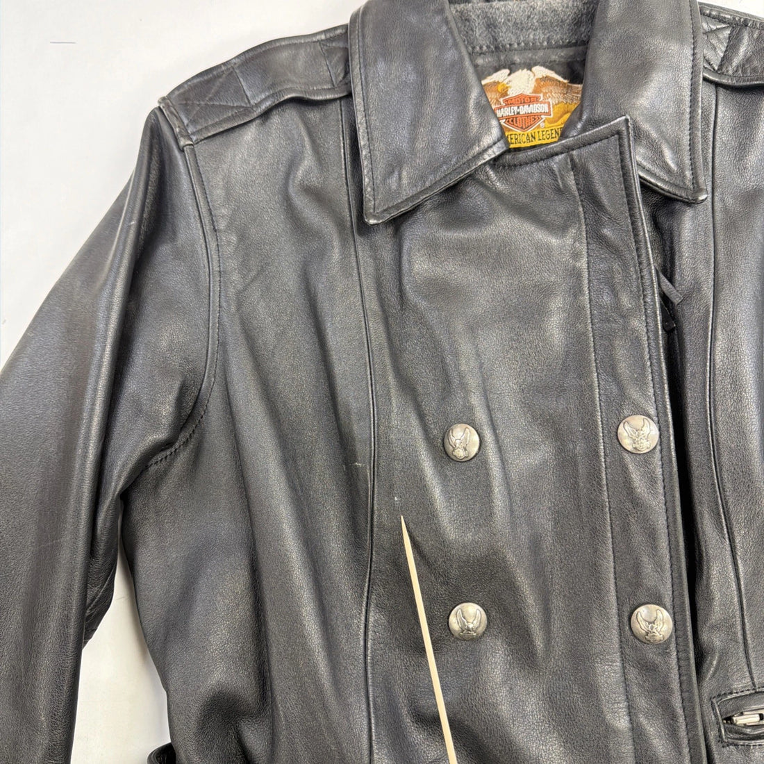 Harley Davidson Motorcycles Leather Coat Jacket Womens Size Medium Belted