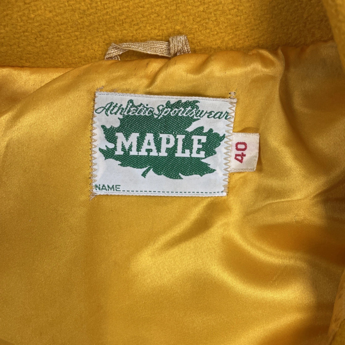 Vintage Football Wool Letterman Varsity Coat Jacket Size 40 Yellow