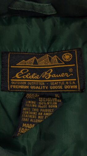 Vintage Eddie Bauer Quilted Puffer Vest Jacket Size XL Green