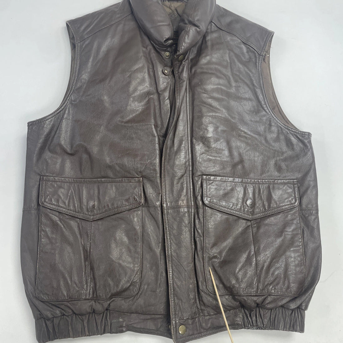 Vintage Eddie Bauer Leather Vest Jacket Size Medium Brown