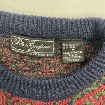 Vintage Peter England Wool Knit Crewneck Sweater Size Medium