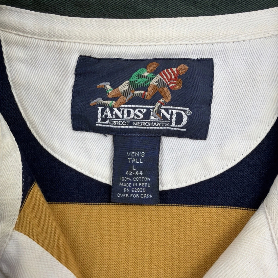 Vintage Lands End Striped Rugby Shirt Size Large Tall