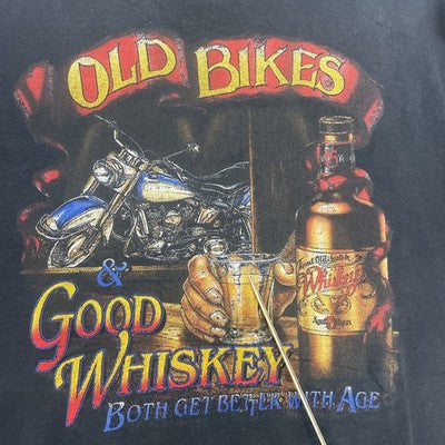 Vintage Old Bikes & Good Whiskey Motorcycle T-Shirt Size XL