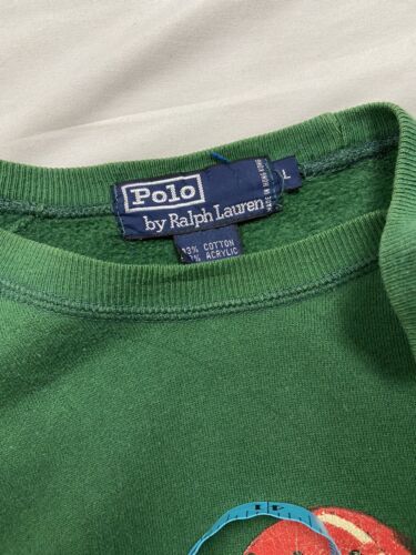 Vintage Polo Ralph Lauren Bear Polo Sweatshirt Crewneck Size Large Green