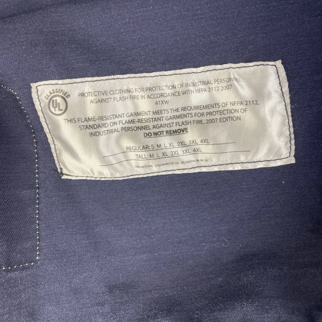 Carhartt FR Button Up Shirt Size 3XL Blue