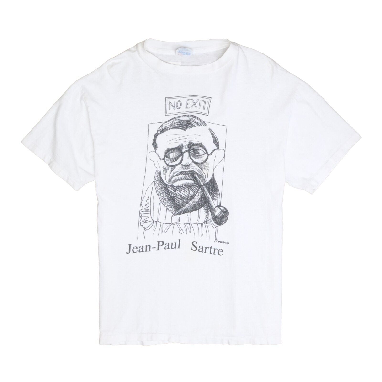 Vintage Jean-Paul Sartre No Exit Caricature T-Shirt Large ...