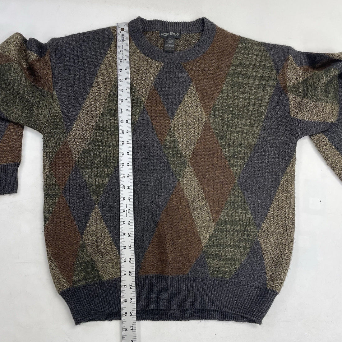 Vintage Modern Elements Argyle Crewneck Sweater Size Large