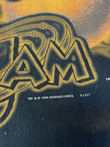 Vintage Space Jam Taz Basketball T-Shirt Medium Size Black Movie Tee 1996 90s