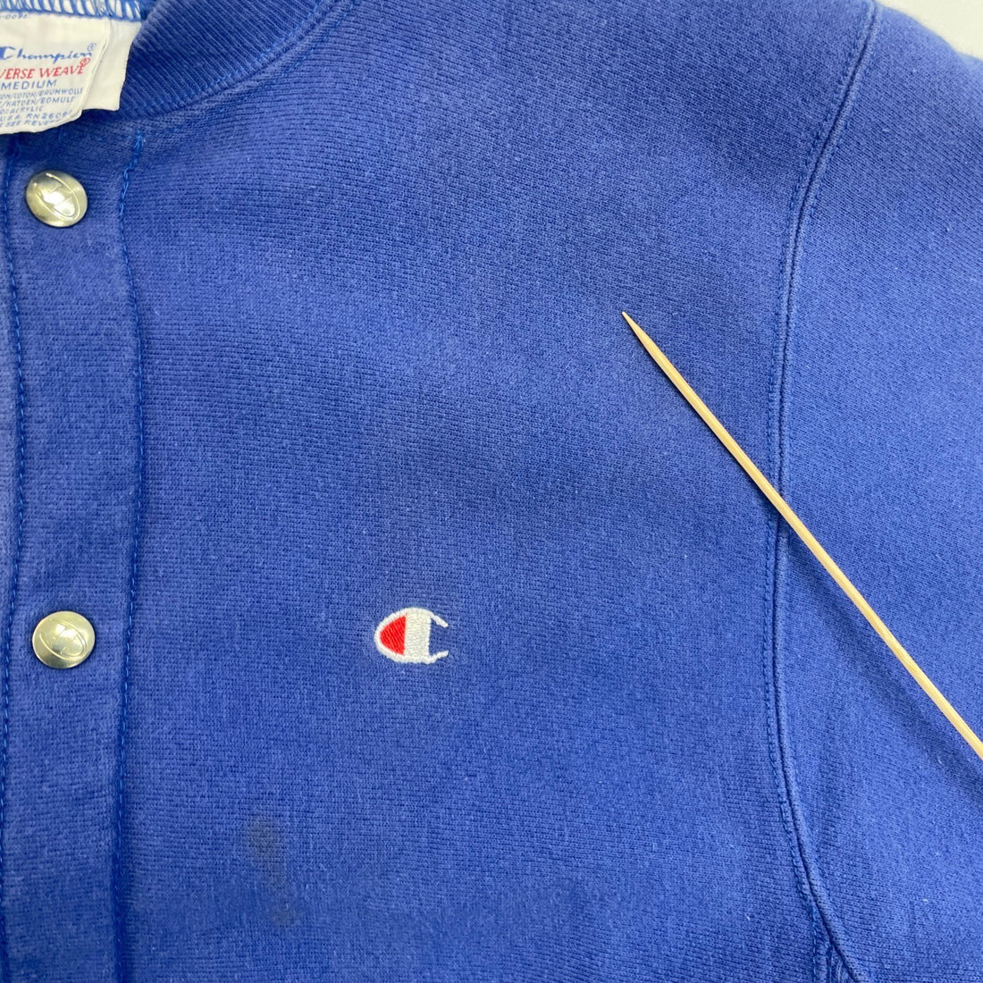 Vintage Champion Cardigan Reverse Weave Sweatshirt Size Medium Blue 90s