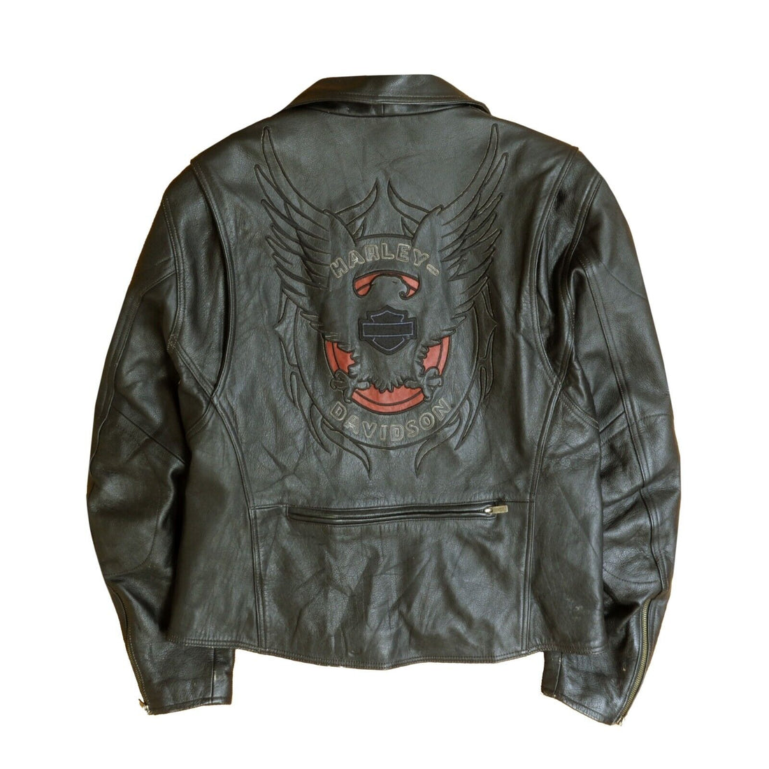 Vintage Harley Davidson Leather Motorcycle Jacket Size XL Black 90s Embroidered