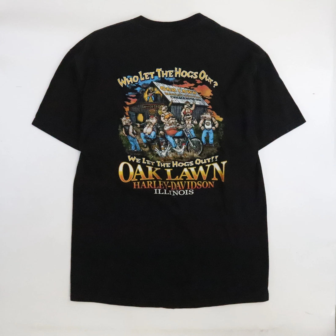 Vintage Harley Davidson Motorcycles Who Left The Hogs Out I Got Mine T-Shirt XL