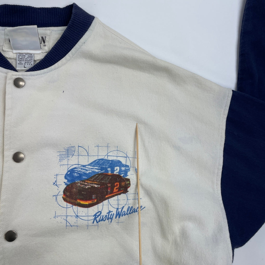 Vintage Rusty Wallace Speed Zone Racing Bomber Jacket Size Large