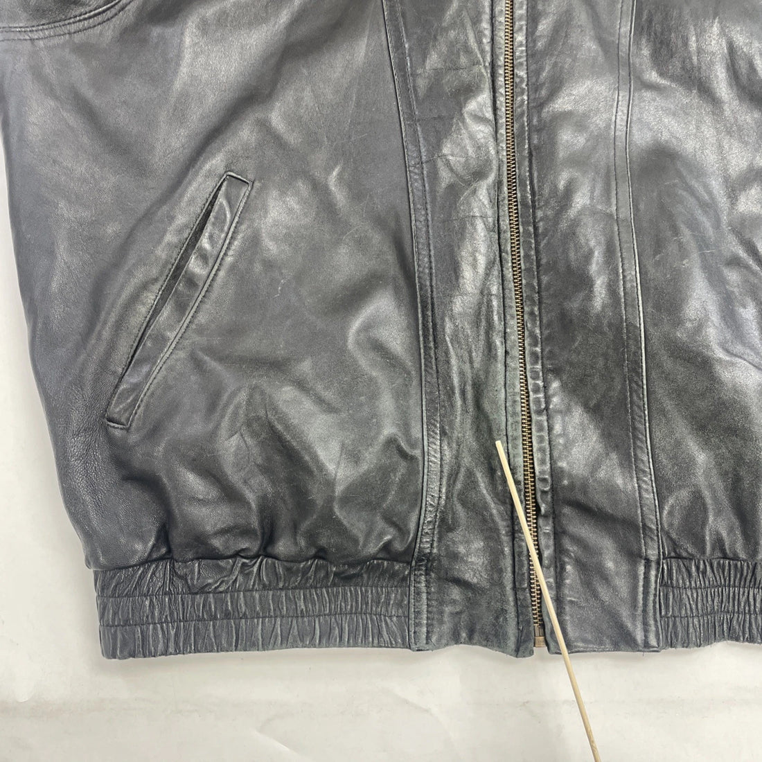 Vintage Harry Rosen Leather Bomber Jacket Size 44 Black
