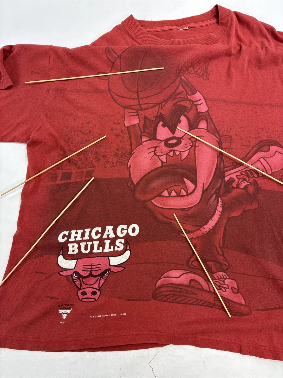 Vintage Taz Chicago Bulls T-Shirt Size XL 1996 90s NBA