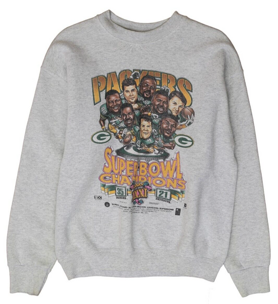 Vintage Green Bay Packers Super Bowl XXXI Champs Sweatshirt Large 1997 –  Throwback Vault