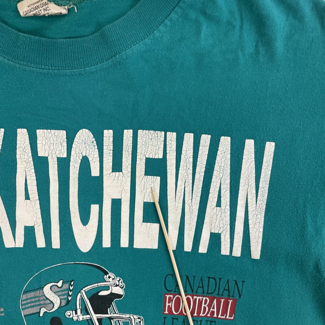 Vintage Saskatchewan Roughriders T-Shirt Size Large 1989 80s CFL