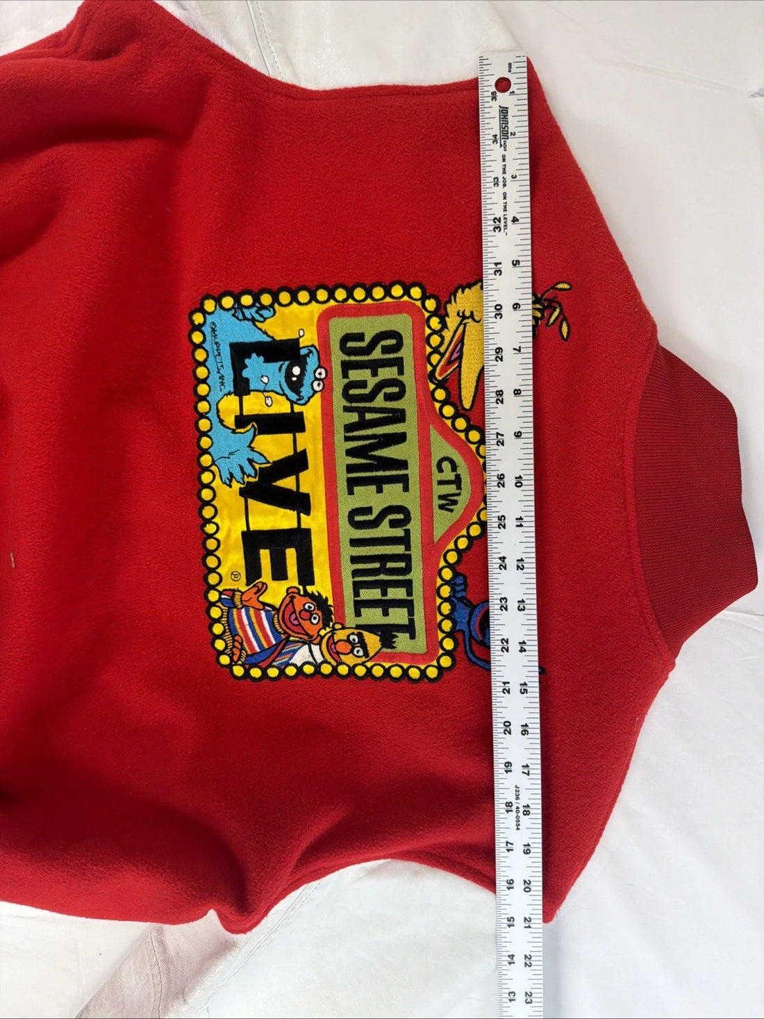 Vintage Sesame Street Live Leather Wool Varsity Jacket Size Large 80s
