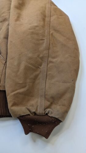 Carhartt Canvas Active Bomber Work Jacket Size XL Brown Raccoon