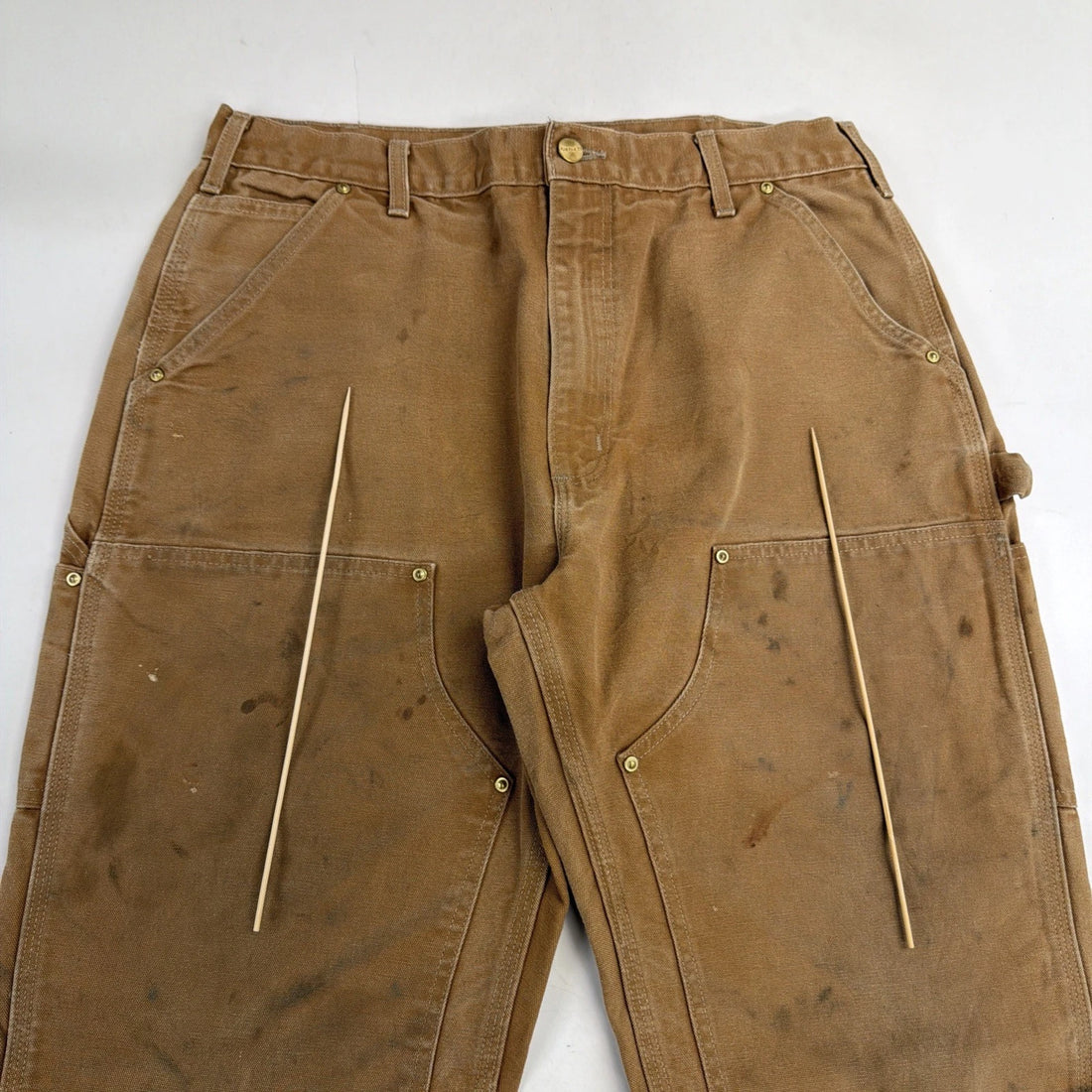 Carhartt Canvas Double Knee Carpenter Work Pants Size 36 X 30 B01 BRN