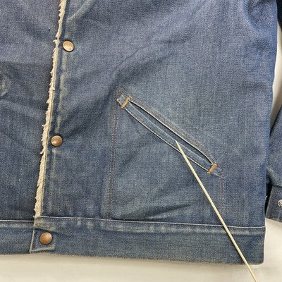 Vintage Wrangler Wrange Denim Coat Jacket Size Large Sherpa Lined