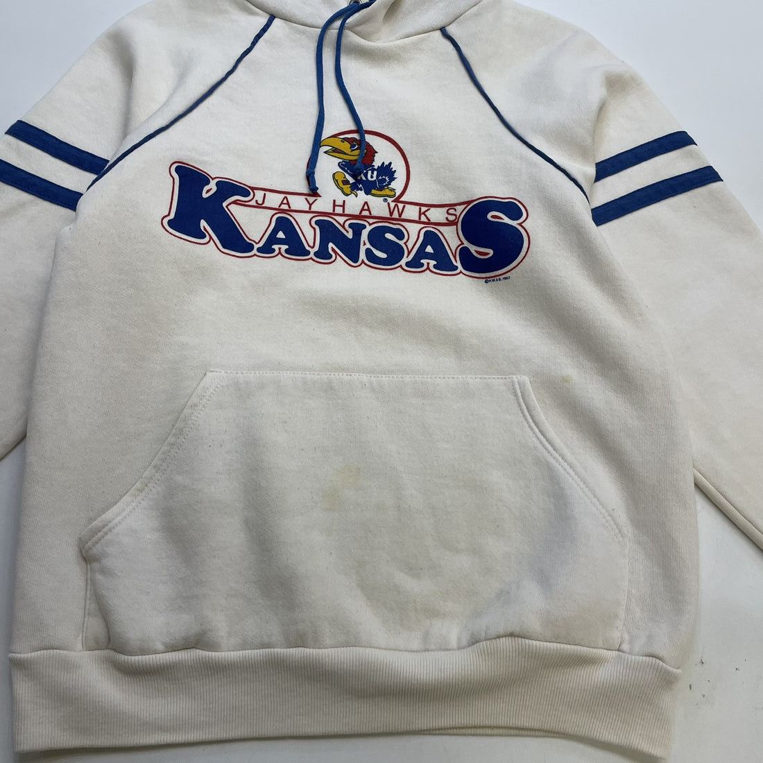 Vintage Kansas Jayhawks Sweatshirt Hoodie Size Medium 1987 80s NCAA