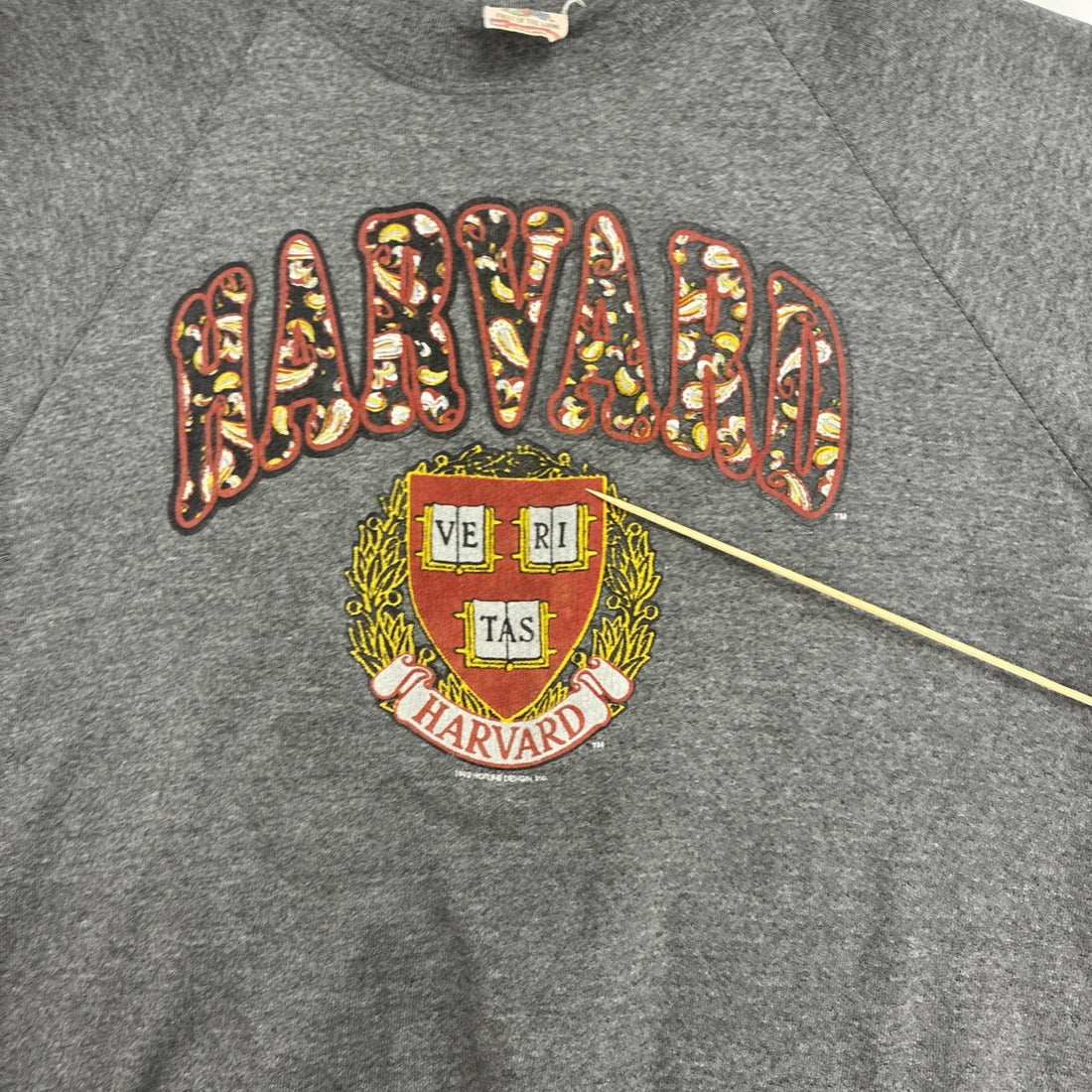 Vintage Harvard Crimson Paisley Crewneck Sweatshirt Size Large NCAA
