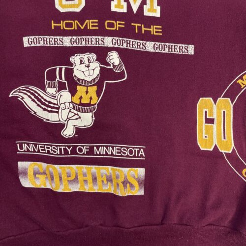 Vintage Minnesota Golden Gophers Wrap Around Crewneck Sweatshirt XL 90s NCAA