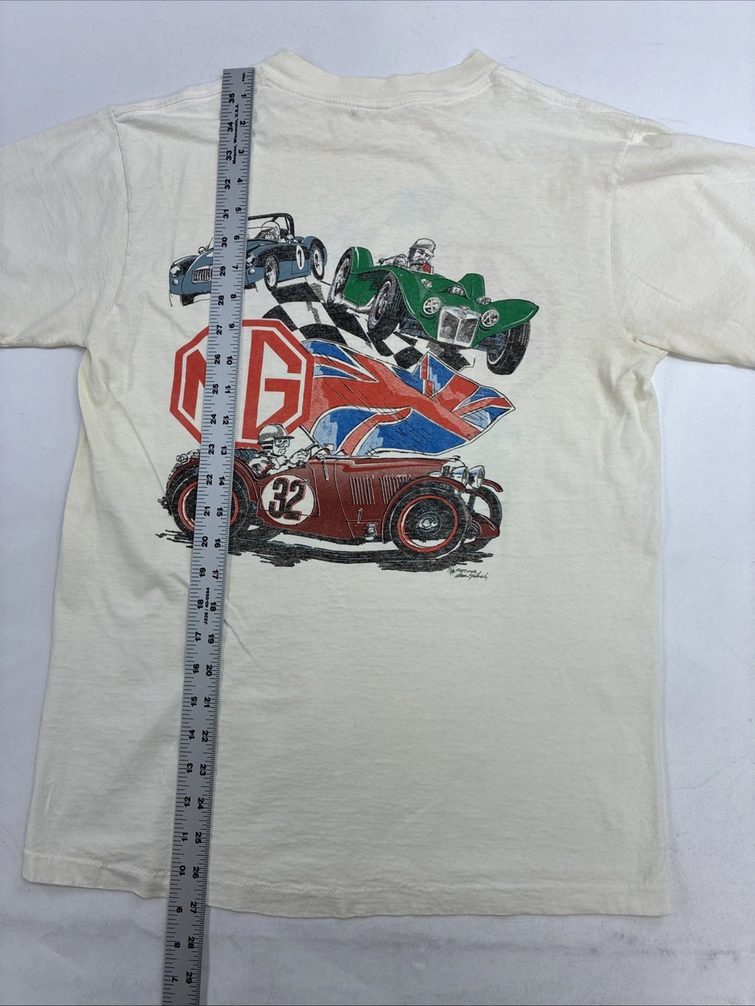 Vintage MG Racing British Classic T-Shirt Medium Double Sided 1994 90s