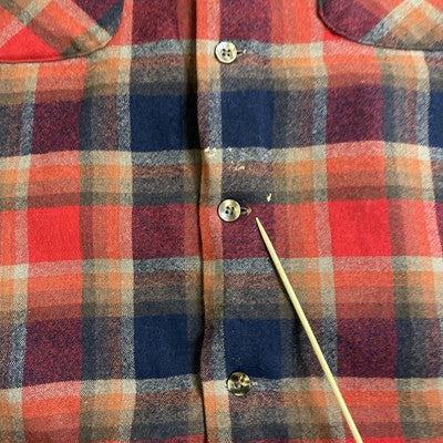 Vintage Pendleton Wool Board Button Up Shirt Size Medium Red Plaid