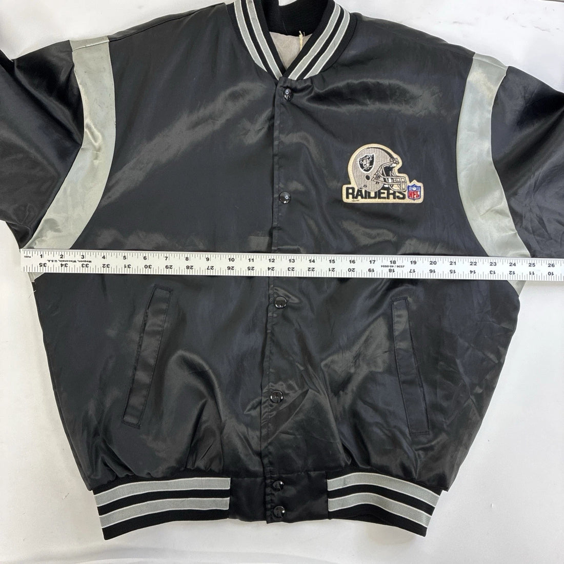 Vintage Los Angeles Oakland Raiders Satin Bomber Jacket Size Large NFL