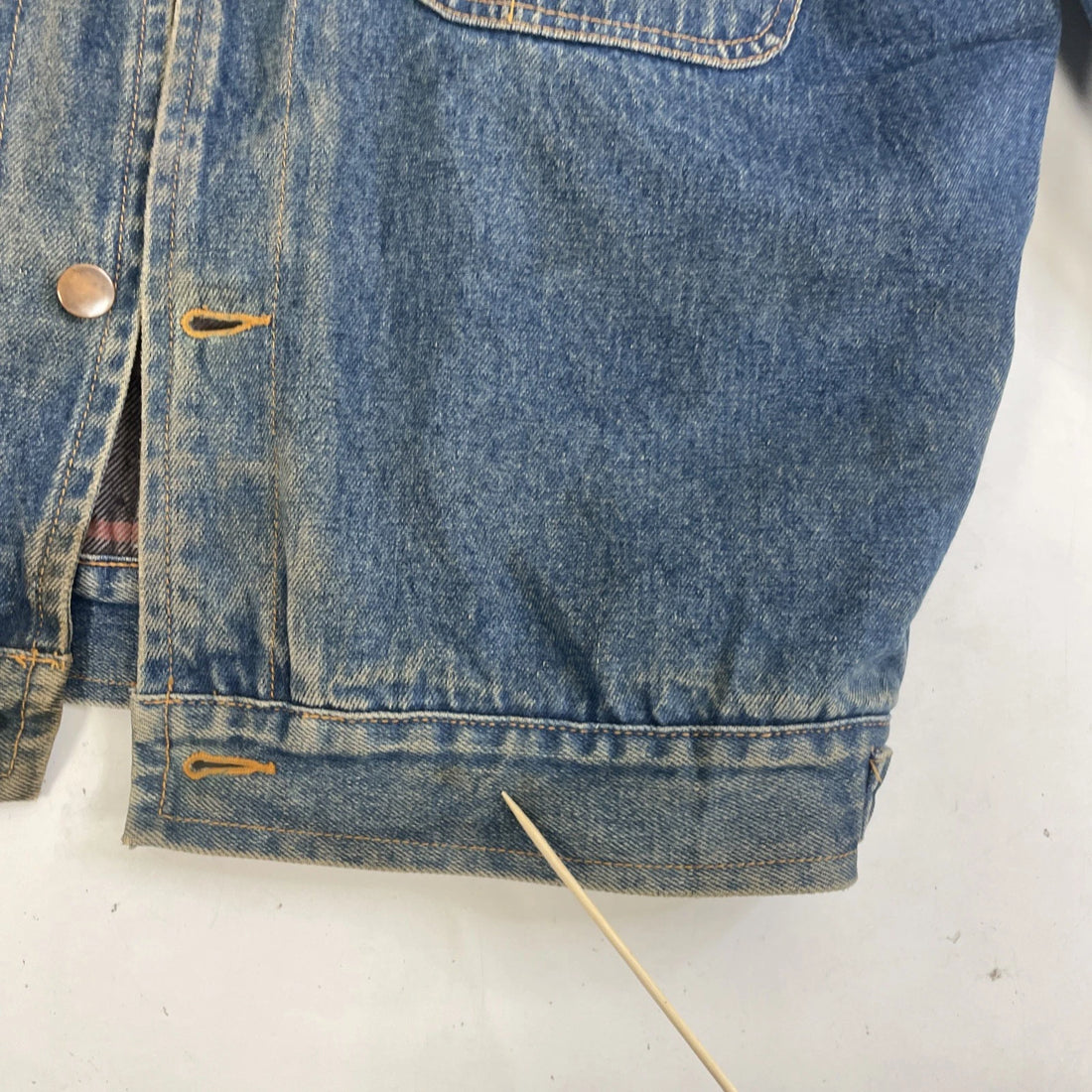 Denim Jacket Size Medium Plaid Lined Corduroy Collar